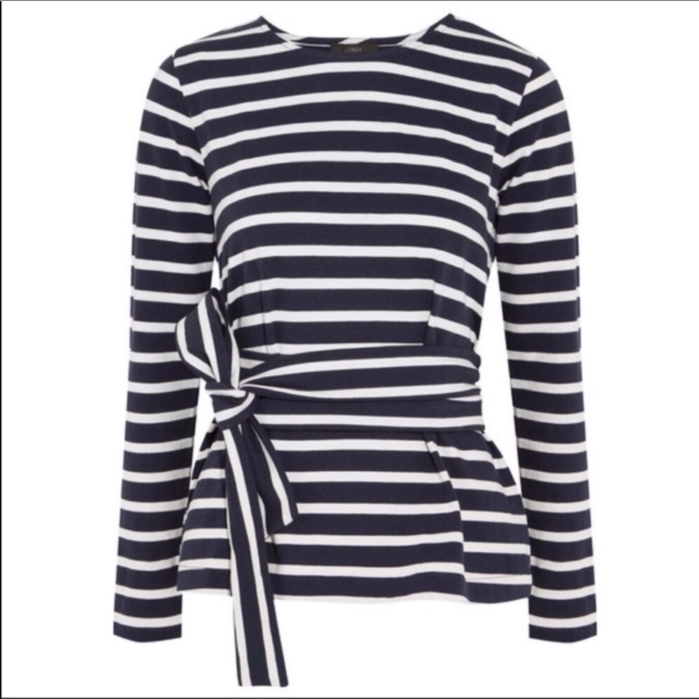 J. Crew Navy Striped Tie Waist Top - Like New